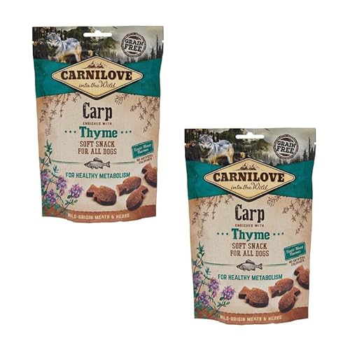Carnilove Soft Snack Carp enriched Thyme | Doppelpack | 2 x 200 g | Leckerli für Hunde | Karpfen und Thymian | Ohne Zuckerzusatz | exotischer Fleischgeschmack von CARNILOVE