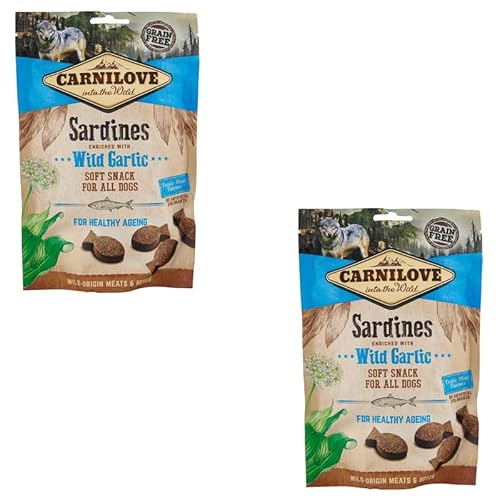 Carnilove Soft Snack Sardinen mit Knoblauch | Doppelpack | 2 x 200 g | Soft Snack für Hunde | Zur Unterstützung der Haut- und Fellgesundheit | Getreide- und Kartoffelfrei von CARNILOVE