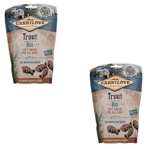 Carnilove Soft Snack Trout enriched with Dill | Doppelpack | 2 x 200 g | Leckerli für Hunde | Forelle und Dill | Ohne Zuckerzusatz | Exotischer Fleischgeschmack von CARNILOVE