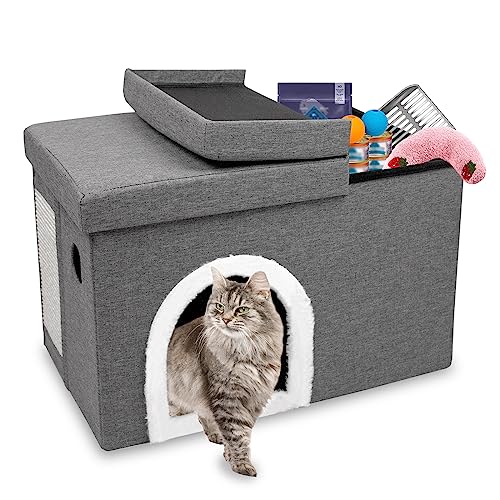 CAROLMADE Katzenhaus mit Stauraum, faltbares Katzenbett für Indoor-Katzen, kleine Haustiere unter 20 kg CAROLMADE Katzenhaus mit Stauraum, faltbares Katzenbett für Indoor-Katzen, kleine Haustiere unter 20 kg von CAROLMADE