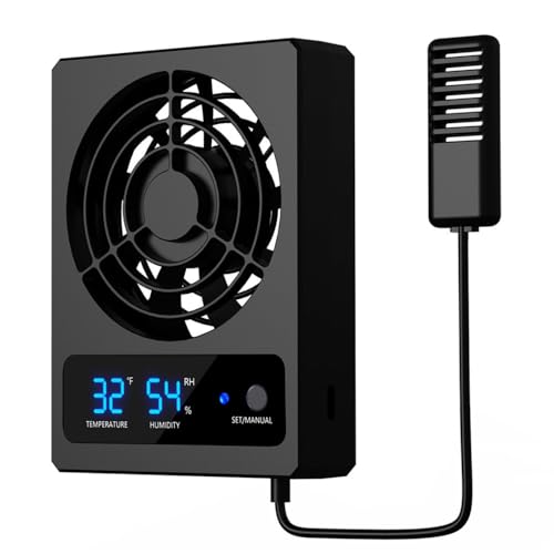Ventilator, USB-C Reptilientank LED Abluftventilator Auto Sensor Schalter Luftentfeuchter mit Silikonfüßen für Regenwald Terrarium Amphibien von CARPJZ