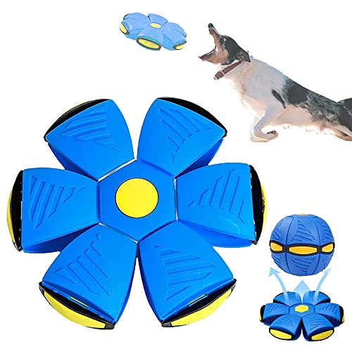 Pet Toy Flying Saucer Ball，2023 New Pet Toys Hundespielzeug Flying Saucer Ball，Decompression Deformation Blast Flying Saucer Ball (Color : Blue, Size : No Lights) von CARVVO