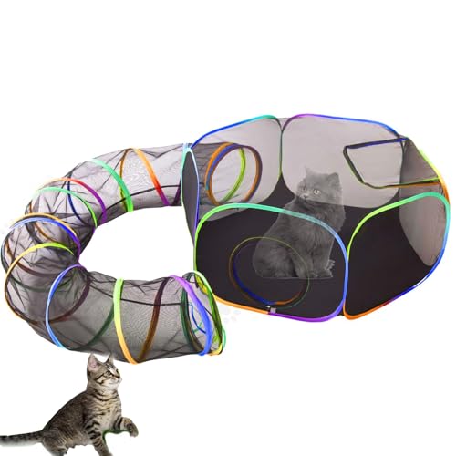 Rainbow Outdoor-Katzengehege, Spielplatz, tragbares Pop-Up-Zelt mit Aufbewahrungstasche, wetterfester Platz für Indoor-Katzen/Kätzchen und kleine Haustiere, einfacher Aufbau und lebendiges Design von CARXB