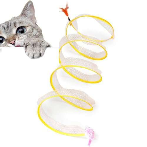 Spiral-Katzentunnel-Spielzeug für Indoor-Katzen, faltbares Feder-Design, selbstspielende Jagd und Übungshindernislauf, zusammenklappbares, interaktives Haustierspielzeug für Kätzchen und ausgewachsene von CARXB