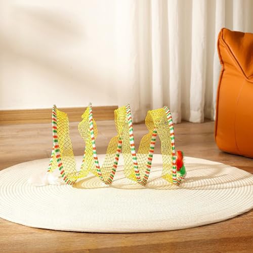 Spiral-Katzentunnel-Spielzeug für Indoor-Katzen, faltbares Feder-Design, selbstspielende Jagd und Übungshindernislauf, zusammenklappbares, interaktives Haustierspielzeug für Kätzchen und ausgewachsene von CARXB