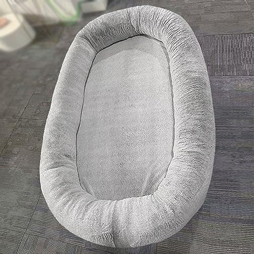 CASEGO Hundebett in menschlicher Größe, rutschfest, langlebig, mit Kopf- und Nackenstütze, bequem und abnehmbar, leicht zu reinigen, großes Lazy Schlafsofa (hellgrau, 6XL) von CASEGO