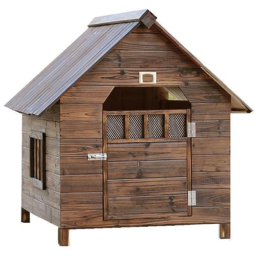 Haustierhütte aus Holz für den Außenbereich mit Türen und Fenstern, atmungsaktiv, Belüftungsleitblech, Sonnenschutz, Isolierung, Vier Jahreszeiten, universell (L) von CASEGO