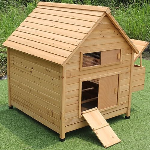 Hühnerkäfig aus Holz, groß, Taubenkäfig, Entenhaus mit Eierkarton-Dach, kann geöffnet und leicht zu reinigen, drinnen und draußen (Log-Farbe) von CASEGO