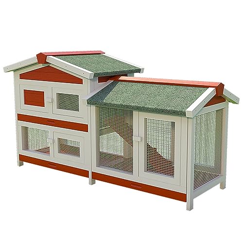 Hühnerstall aus Holz mit Doppeltüren und großem Raum mit Rampen und Tabletts, für den Außenbereich, Hühner-, Enten- und Gänsezucht-Schuppen von CASEGO