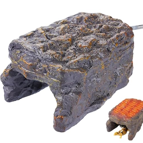 Beheizte Versteckhöhle für Reptilien – Natürliche Felsenoptik für Echsen, Geckos, Schlangen – Wärmender Sonnenplatz für Terrarium-Dekoration & Tiergesundheit von CASOME