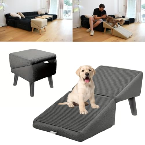 CASOME 2025Neue Geteilte Ottoman-Hunderampe, Weiche, Faltbare Hundetreppe Für Bett, Hundesofa-Rampe Und Ottomane, Multifunktionale Hundesofa-Rampe Und Ottomane Als Nützlichste Möbel Im Haus(Black) von CASOME