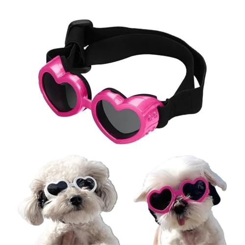 CASOME Herzförmige Antibeschlag-Sonnenbrille Für Kleine Hunde, Uv-Schutz-Sonnenbrille, Verstellbares Und Bequemes Band, Modisches Haustier-Accessoire, 6 Lebendige Farben(Pink) von CASOME
