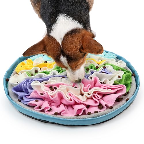 Doppellagige Schnüffelmatte Für Hunde Und Katzen – Waschbares Fleece-Puzzle-Futterspielzeug, Interaktiver Trainingsteppich Für Die Nasenarbeit, Langsames Fütterungspad Mit Rutschfester(Blue) von CASOME