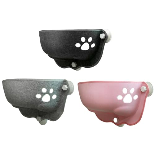 Katzen-Fensterhängematte Aus Filz – Hängebett Mit Saugnapf Für Katzen, Weicher Und Bequemer Sitzplatz Zum Sonnenbaden, Platzsparendes Design Für Hauskatzen(Pink) von CASOME