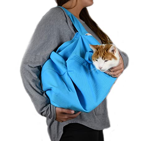 Cat-in-the-Bag XL hellblaue Cozy Comfort Tragetasche – Katzentrage und Pflegetasche für Tierarztbesuche, Medikamentenverwaltung, Zahnpflege, Baden, Nageltrimmen und Autoreisen von CAT-IN-THE-BAG COZY COMFORT
