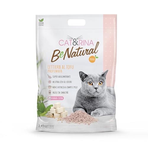 Cat&Rina BeNatural Tofu Katzenstreu 5,5 l, pflanzliche Katzenstreu, bis zu 30 Tage Gebrauch, entsorgt in Bio- oder Toilettensand. von CAT&RINA
