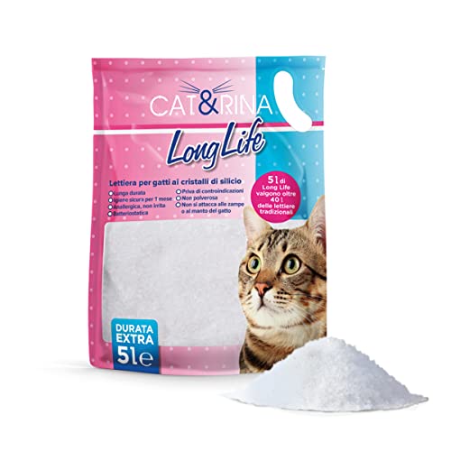 Cat&Rina Long Life Katzenstreu mit Kristallen, antiallergisch und bakteriostatisch, 5 l von COMOYA