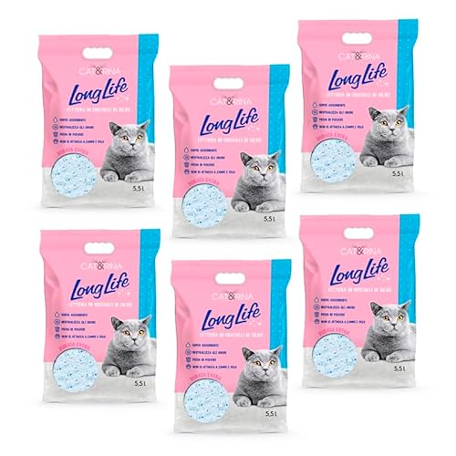 Cat&Rina Long Life Katzenstreu mit Silikonkristallen, sehr saugfähig, 5,5 l, staubfrei, bis zu 30 Tage Nutzung, geruchshemmendes Katzenstreu, 6 Stück Cat&Rina Long Life Katzenstreu mit Silikonkristallen, sehr saugfähig, 5,5 l, staubfrei, bis zu 30 Tage Nutzung, geruchshemmendes Katzenstreu, 6 Stück von CAT&RINA