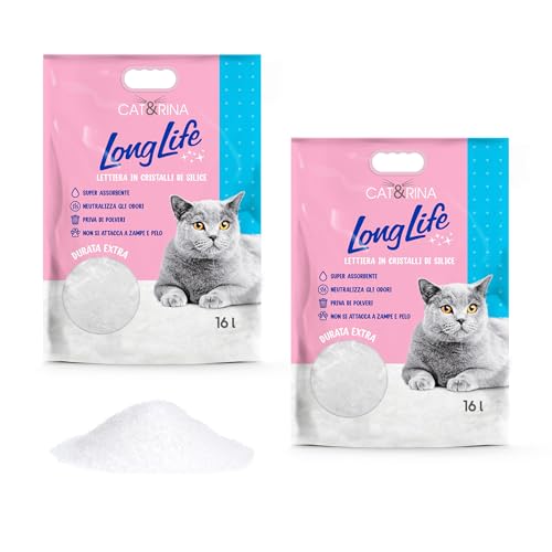 Cat&Rina LongLife Katzenstreu, Silizium, 2 Packungen à 16 l, mit Siliziumkristallen, Vorratspackung für bis zu 6 Monate Katzensand, antiallergisch und bakteriostatisch, geruchlos Cat&Rina LongLife Katzenstreu, Silizium, 2 Packungen à 16 l, mit Siliziumkristallen, Vorratspackung für bis zu 6 Monate Katzensand, antiallergisch und bakteriostatisch, geruchlos von CAT&RINA