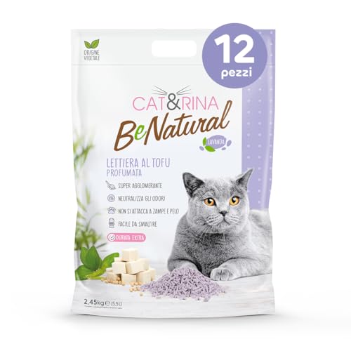 Cat&Rina Tofu Pflanzenstreu für Katzen, 5,5 l, entsorgt in Bio oder Toilette, geruchshemmend, Lavendelduft, 12 Stück Cat&Rina Tofu Pflanzenstreu für Katzen, 5,5 l, entsorgt in Bio oder Toilette, geruchshemmend, Lavendelduft, 12 Stück von CAT&RINA