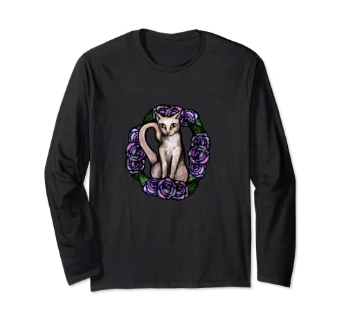 Purple Roses Inky White CAT Long Sleeve T-Shirt Purple Roses Inky White CAT Long Sleeve T-Shirt von CAT