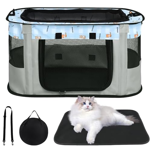 CATCHLUCK Weiche Seiten Faltbare Katzentragetasche, Haustier Reisetasche für Katzen und kleine Hunde mit Matte und Tragetasche, Grau CATCHLUCK Weiche Seiten Faltbare Katzentragetasche, Haustier Reisetasche für Katzen und kleine Hunde mit Matte und Tragetasche, Grau von CATCHLUCK