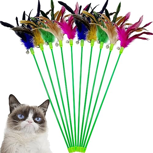 CATENEED Katzenspielzeug, Federstab, Katzenspielzeug, 10 Stück, interaktives Katzenspielzeug, Federstab mit Glocke für Indoor-Katzen, Kätzchen, Spielübungen CATENEED Katzenspielzeug, Federstab, Katzenspielzeug, 10 Stück, interaktives Katzenspielzeug, Federstab mit Glocke für Indoor-Katzen, Kätzchen, Spielübungen von CATENEED