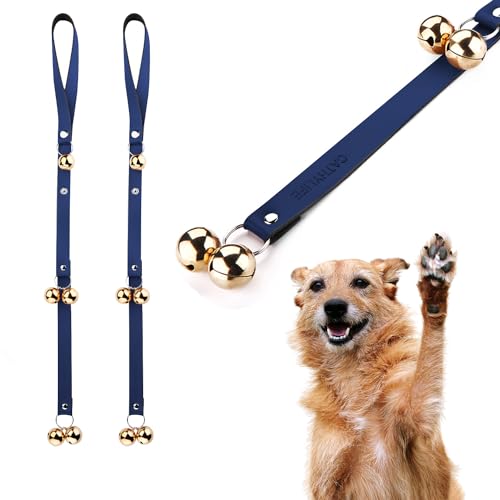 CATHYLIFE Hunde-Türklingel aus Leder, für Türknauf, Töpfchentraining, zum Ausgehen, Längenverstellung, Kupfer-Hundeglocke, zum Aufhängen, blaue goldene Glöckchen aus Leder, 2 Stück CATHYLIFE Hunde-Türklingel aus Leder, für Türknauf, Töpfchentraining, zum Ausgehen, Längenverstellung, Kupfer-Hundeglocke, zum Aufhängen, blaue goldene Glöckchen aus Leder, 2 Stück von CATHYLIFE