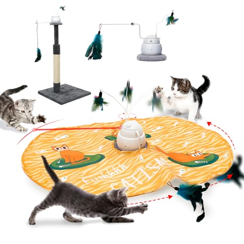 CATISM Interaktives Spielzeug für Katzen, 4 IN 1 Elektrisch Interaktives Katzenspielzeug USB wiederaufladbare Selbstbeschäftigung Automatisch Intelligenzspielzeug von CATISM