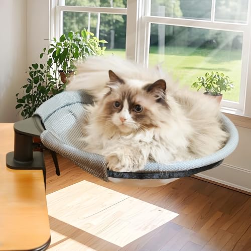 CATISM Hängebett für Katzen 360 ° drehendes Schreibtisch Katzenbett Katzenliege Katzenhängematte katzenkorb zum schlafen Katzen Hängematte Bett 36x38cm bis 20 kg von CATISM
