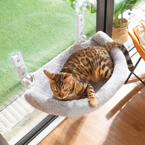 CATISM Klappbar Katzen Hängematte mit Kissen Fensterliege für Katzen 50x36.5cm Halbkreisförmig Katzenhängematte Katze Katzenliege Fensterbank Fensterliegeplatz Katzenhängebett, Grau CATISM Klappbar Katzen Hängematte mit Kissen Fensterliege für Katzen 50x36.5cm Halbkreisförmig Katzenhängematte Katze Katzenliege Fensterbank Fensterliegeplatz Katzenhängebett, Grau von CATISM