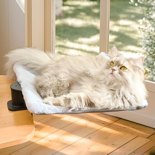 CATISM Hängebett für Katzen 360 ° drehendes Schreibtisch Katzenbett Katzenliege Katzenhängematte katzenkorb zum schlafen Katzen Hängematte Bett 35x35cm bis 20 kg von CATISM