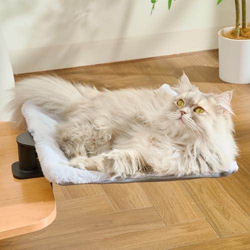 CATISM Hängebett für Katzen 360 ° drehendes Schreibtisch Katzenbett Katzenliege Katzenhängematte katzenkorb zum schlafen Katzen Hängematte Bett 35x35cm bis 20 kg von CATISM