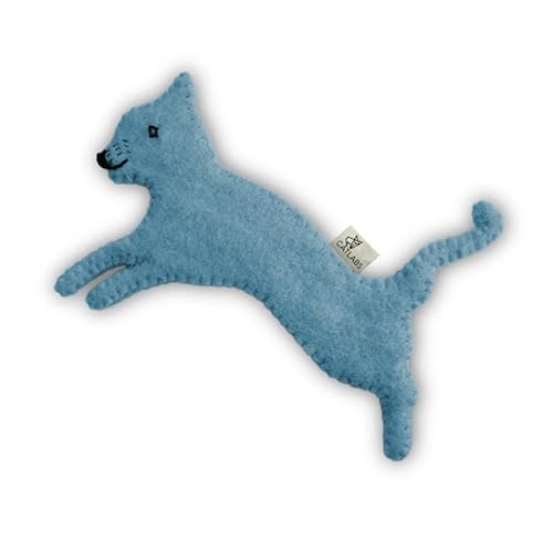 CATLABS und Terra Felis Katzenspielzeug Blau - nachhaltiges Catnip 'Feli' mit Katzenminze - Kissen aus natürlicher Schafwolle ohne Polyester - 100% Katzenminzen Katzenkissen nachfüllbar von CATLABS