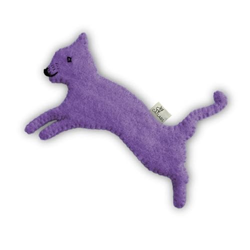 CATLABS und Terra Felis Katzenspielzeug Lila - nachhaltiges Catnip 'Feli' mit Katzenminze - Kissen aus natürlicher Schafwolle ohne Polyester - 100% Katzenminzen Katzenkissen nachfüllbar von CATLABS