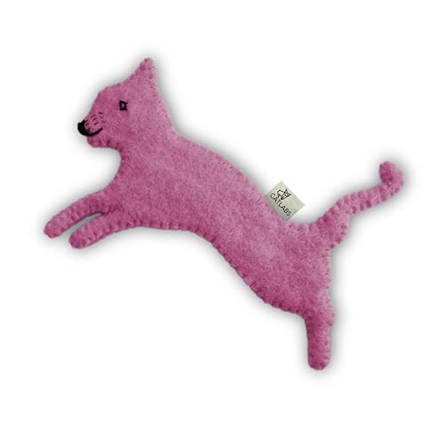 CATLABS und Terra Felis Katzenspielzeug Pink - nachhaltiges Catnip 'Feli' mit Katzenminze - Kissen aus natürlicher Schafwolle ohne Polyester - 100% Katzenminzen Katzenkissen nachfüllbar von CATLABS