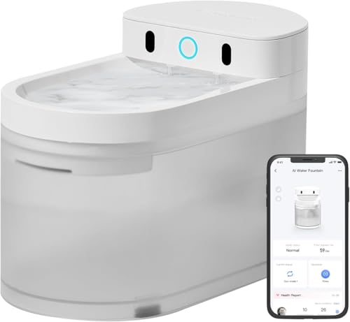 CATLINK W02 Automatische Intelligenter Trinkbrunnen für Katzen mit APP-Steuerung, 5000mAh batteriebetrieben, 2300ml, Gesundheitsbericht, Feinfilter, 30dB Geräuscharm, Tropfbewässerung von CATLINK