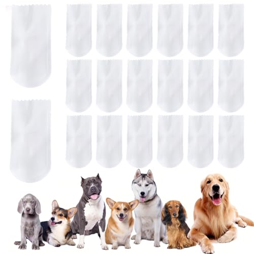CATOR 20 PCS Einweg-Hundeschuhe, Einweg-Hundestiefel Pfotenschutz, Verstellbare Einweg-Hundesocken, Haustiersocken Fußabdeckung, Waterproof pet Shoe Covers/Paw Protection, 7 * 15cm(S) von CATOR
