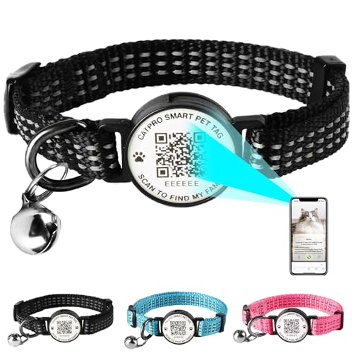 Reflektierendes Katzenhalsband mit QR-ID-Tag und Glöckchen, weiches Neylon, verstellbar, 15,2 - 30,5 cm, mit Sicherheitsschnalle für sicheren Komfort, Größe S Reflektierendes Katzenhalsband mit QR-ID-Tag und Glöckchen, weiches Neylon, verstellbar, 15,2 - 30,5 cm, mit Sicherheitsschnalle für sicheren Komfort, Größe S von CATPRO