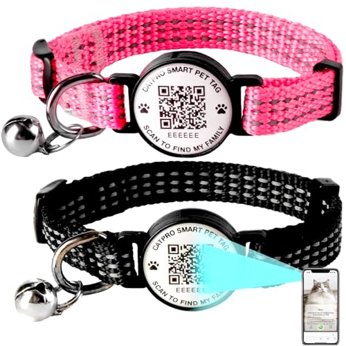 Smart QR-Code Haustier-ID-Hundehalsband, reflektierendes Nylon mit Glöckchen, sicherer Abreiß, bequem, langlebig, geeignet für Kätzchen, Rosa und Schwarz, Größe S Smart QR-Code Haustier-ID-Hundehalsband, reflektierendes Nylon mit Glöckchen, sicherer Abreiß, bequem, langlebig, geeignet für Kätzchen, Rosa und Schwarz, Größe S von CATPRO