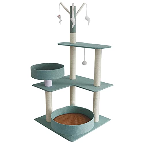 Cat Tree 3-stöckiges Spielzeug mit Federn, mit gemütlichen Sitzstangen, stabiler Katzenturm, Katzenhaus, Aktivitätszentrum, grauer Kletterständer für kleine Katzen von CATTREE