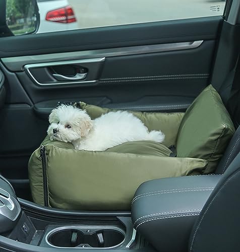 CAULO Haustierbedarf, einseitiges Auto-Nest, Sicherheits-Autositz für Katzen und Hunde, wasserdicht, stoßdämpfend, bequemes Auto-Haustier-Kissen (Green) von CAULO