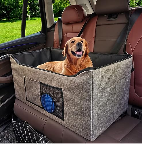 Haustier-Autokäfig aus der Autohütte, Rücksitz S, zweireihiger Auto-Sicherheitssitz, faltbar, Hunde-Autositz für kleine Hunde (74 * 39 * 36cm) von CAULO