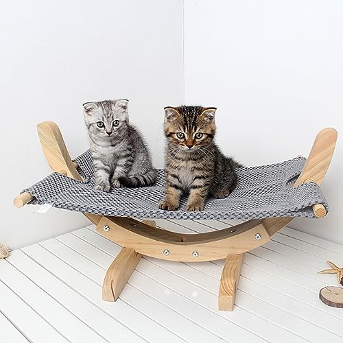 Katze und Hund DIY zusammengebautes Schaukelbett aus massivem Holzgeflecht, atmungsaktiv, Katzenwiege, Heimtierbedarf, Hundehängematte (Grizzle) von CAULO