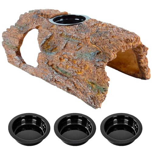 CAVACHEW Höhlen & Verstecke für Reptilien & Amphibien, 2 in 1 Reptilien Höhle mit Futternapf, Terrarium Versteck Zubehör für Gecko, Eidechsen, Bartdrache, Schlange, Schildkröte CAVACHEW Höhlen & Verstecke für Reptilien & Amphibien, 2 in 1 Reptilien Höhle mit Futternapf, Terrarium Versteck Zubehör für Gecko, Eidechsen, Bartdrache, Schlange, Schildkröte von CAVACHEW