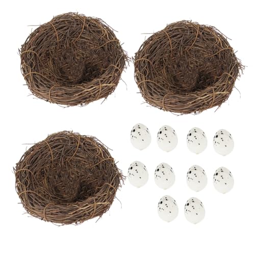 CAXUSD Realistische simulierte dekorative Vogelnest Ostern Vogel Nest Eier Rattan Nest Vögel Nest Eier Modell von CAXUSD