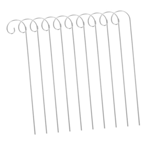 CAXUSD 10 Stück Gartendekorationshaken Pflanzenhalter Außendekoration gartenaccessoires Schwerlasthaken Gartenhaken Pflanzenständer für Garten Vogelfutter-Pflanzenständer Eisen Silver von CAXUSD