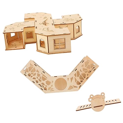 CAXUSD 2 Teiliges Hamster Tunnel Set Lustige Holzröhre Für Kleine Haustiere Erkundungsspielzeug Für Hamster Inklusive Tunnel Und Drill Bucket Für Aktives von CAXUSD