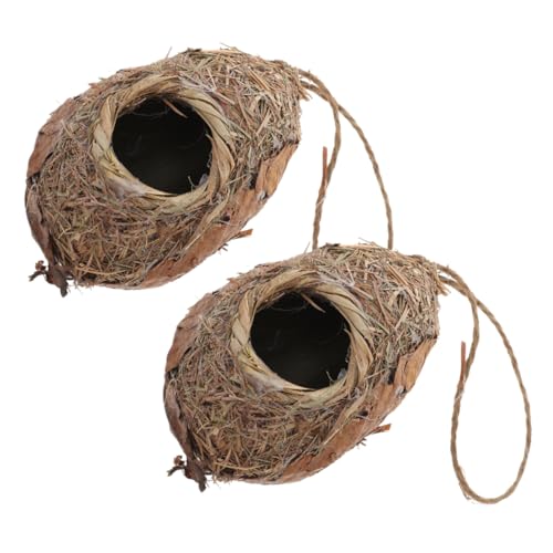 CAXUSD 2stücke Vogelnest Handgewebt Für Garten Vogelhaus Winddicht Vogelhüttenanhänger Aus Hochwertigem Material Für Außenbereich von CAXUSD