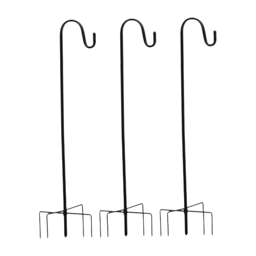 CAXUSD 3St Hirtenhaken hochzeitsdeko hochzeitsdeco Gartenhaken pflanzengestell flaggenhalter flagrip Gartenfahnenhaken dekorativer Outdoor-Haken Haken im Boden Schwerlasthaken Eisen Black von CAXUSD